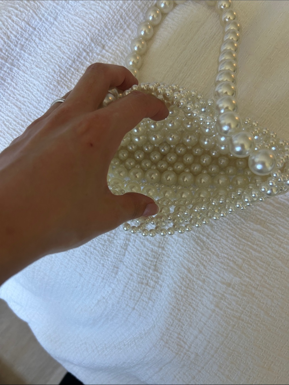 Hello Molly Pearl Beaded Mini Shoulder Bag - Cream - Picture 5 of 5